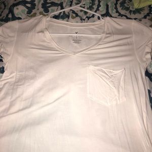American Eagle White V-Neck